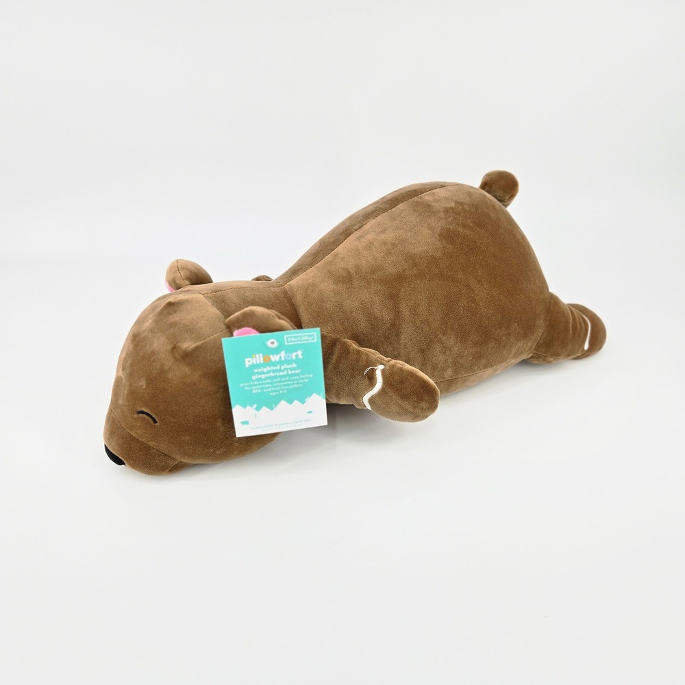 Pillowfort Holiday Gingerbread Bear Weighted Plush Kids Pillow Sensory 3lbs NWT